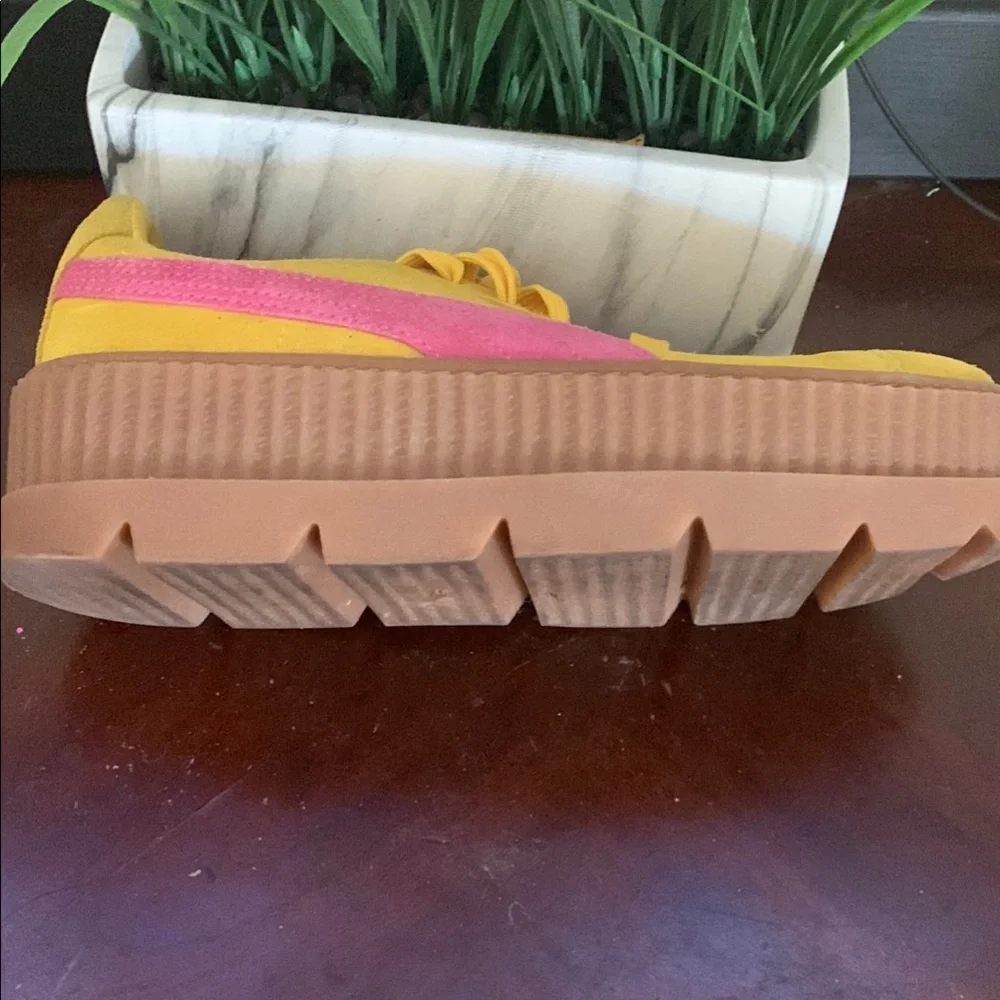 PUMA X Rihanna’s Fenty Yellow & Pink Suede Creapers Sneakers Vibrant Design EUC - Picture 4 of 11